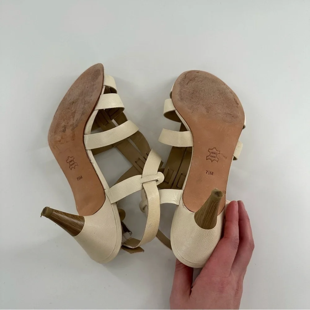 Via Spiga womens heels size 7.5 bone cream leather coastal granny